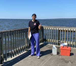 Photo of Penny sampling at Fairhope pier